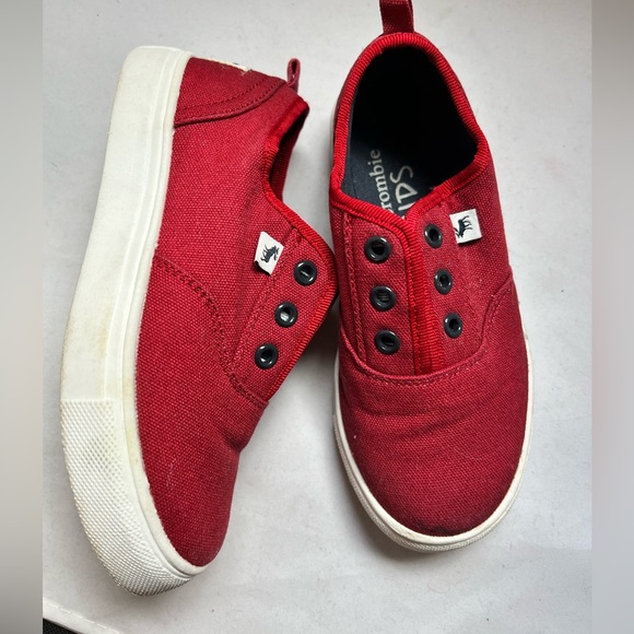 Abercrombie Kids No Lace Red Sneakers Sz 11 - Picture 4 of 4